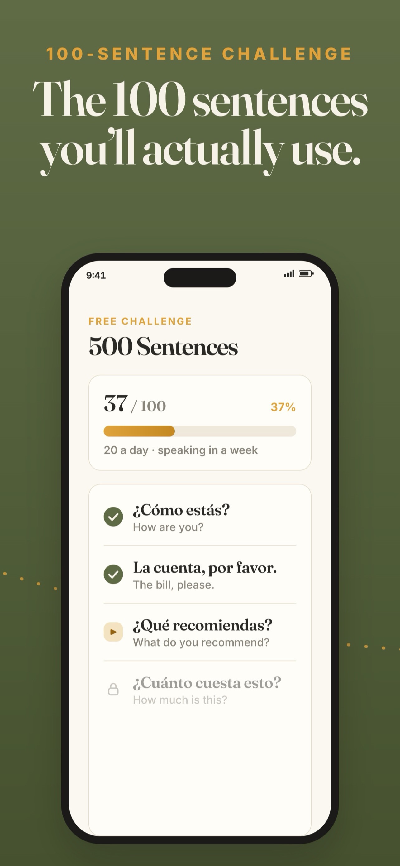 The 100 sentences you'll actually use — the free 500-sentence speaking challenge