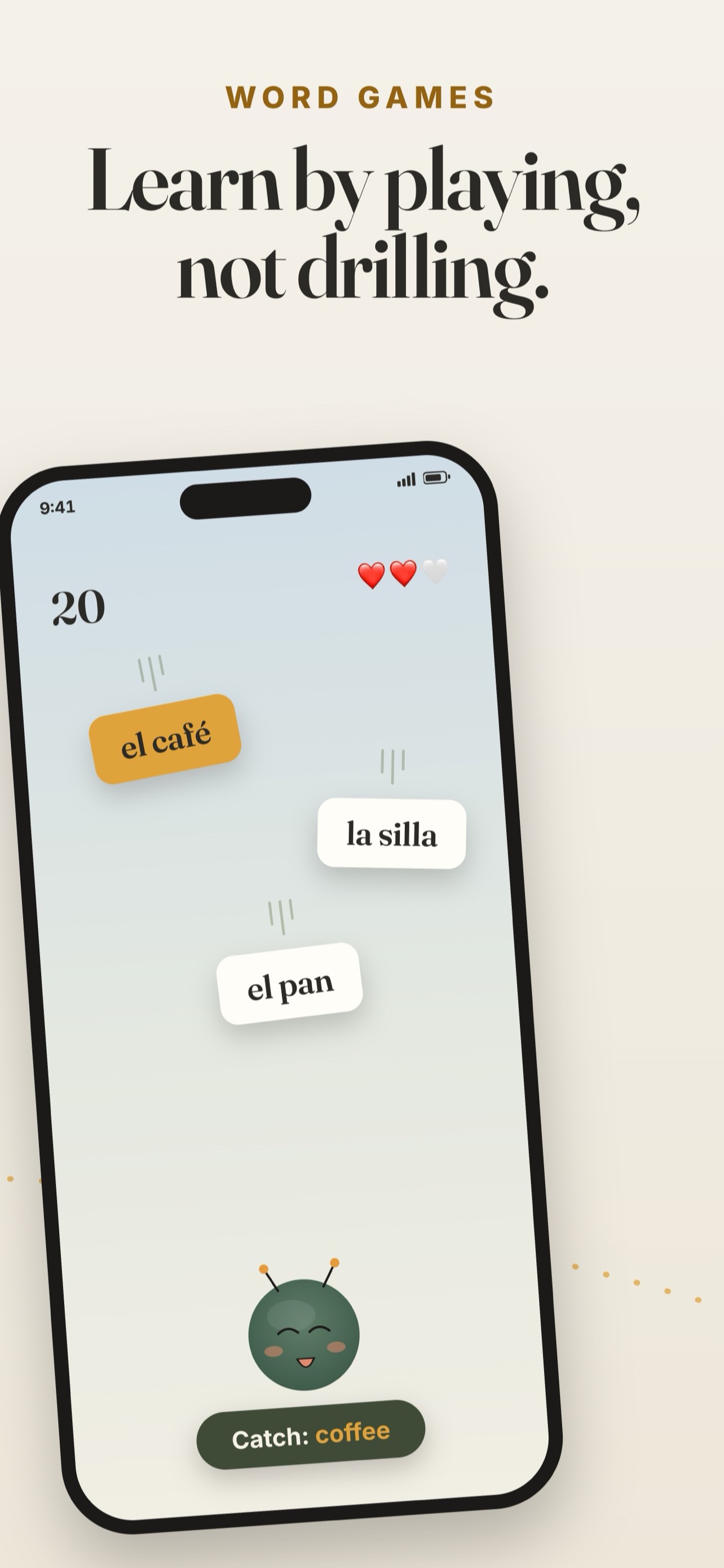 Learn by playing, not drilling — the falling-words vocabulary game